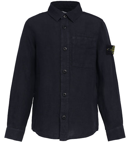 Stone Island Skjorte - Hør - Navy Blue