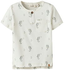 Lil Atelier T-shirt - Slim - NmmGayo - Coconut Milk/Seahorse