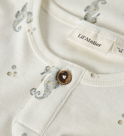 Lil Atelier T-shirt - Slim - NmmGayo - Coconut Milk/Seahorse