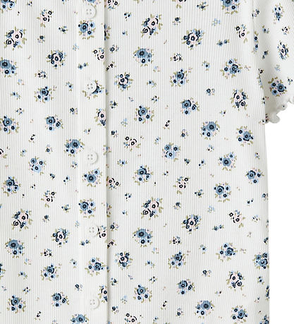 Name It T-shirt - Rib - NkfVemia - Bright White/Purple Floral