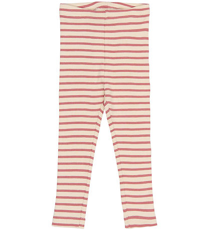Petit Piao Leggings - Rib - PPSky - Dusty Rose Striped
