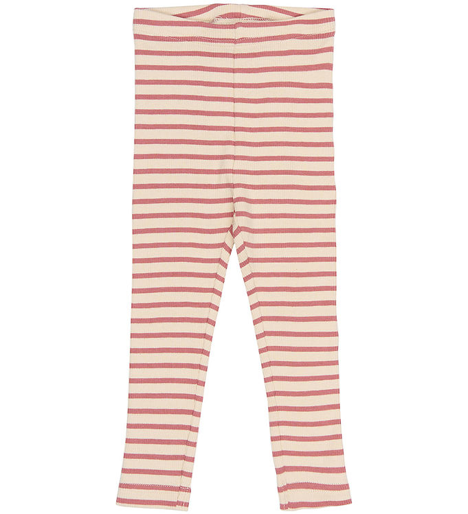 Petit Piao Leggings - Rib/Modal - PPSky - Dusty Rose Striped billede