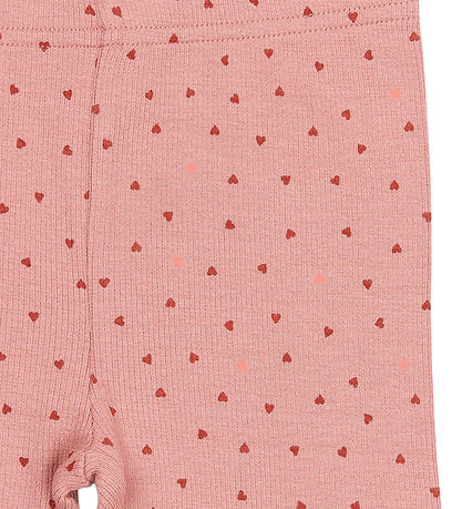 Petit Piao Leggings - Rib - PPSonja - Dusty Rose Heart AOP