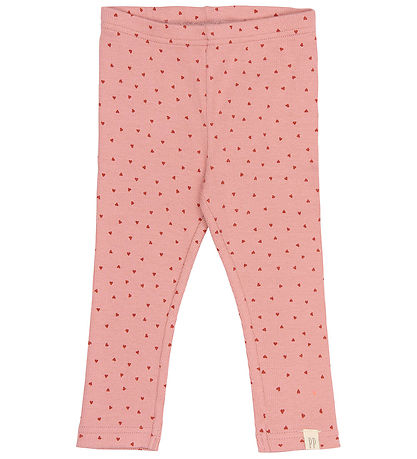 Petit Piao Leggings - Rib - PPSonja - Dusty Rose Heart AOP