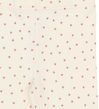 Petit Piao Leggings - Rib - PPSonja - Eggnog Heart AOP