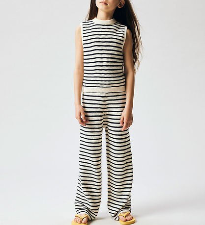 Name It Bukser - Strik - Wide - NkfFumiko - Antique White/Navy B