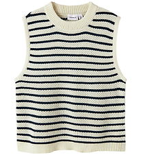Name It Vest - Strik - Loose - NkfFumiko - Antique White/Navy Bl