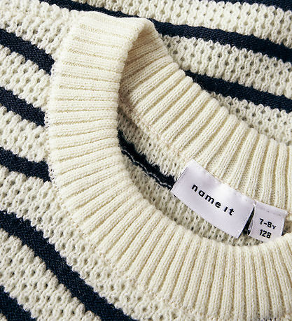 Name It Vest - Strik - Loose - NkfFumiko - Antique White/Navy Bl