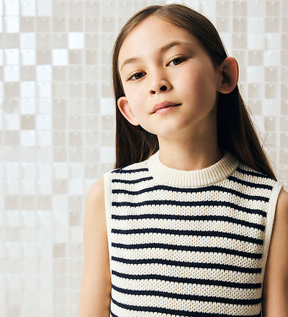 Name It Vest - Strik - Loose - NkfFumiko - Antique White/Navy Bl