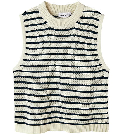 Name It Vest - Strik - Loose - NkfFumiko - Antique White/Navy Bl