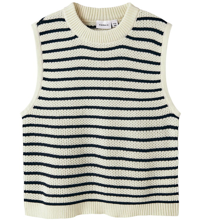 Name It Vest - Strik - Loose - NkfFumiko - Antique White/Navy Bl