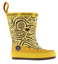 Affenzahn Rubber Boots - Plushy Tiger - Yellow