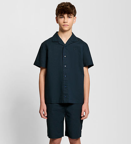 Lyle & Scott Skjorte - Hør - Dark Navy