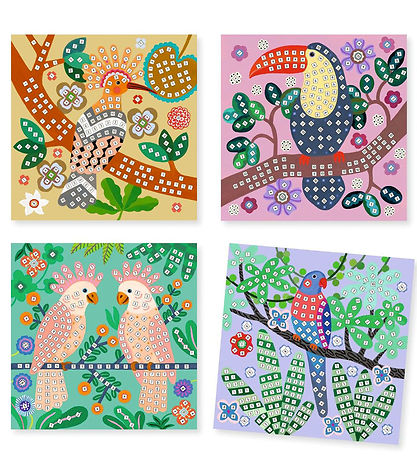 Djeco Kreasæt - Mosaik - Junglens Fugle