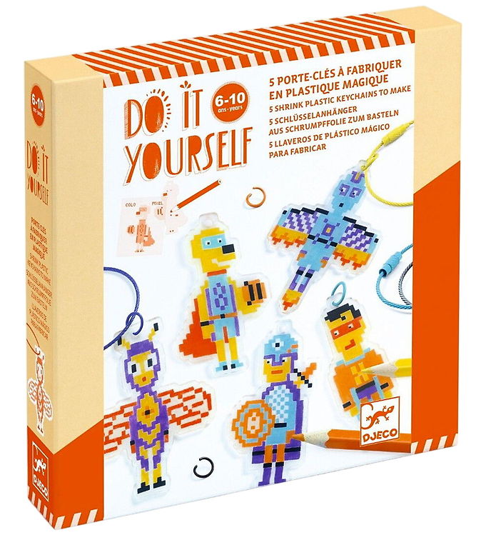 Djeco Kreasæt - Do It Yourself - Krympeplast - Pixel Superhelte