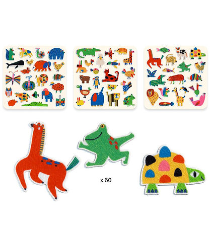 Djeco Klistermærker - 60 stk - Filt - Dyr