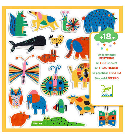 Djeco Klistermærker - 60 stk - Filt - Dyr