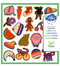 Djeco Klistermærker - 60 stk - Filt - Tossede Ting