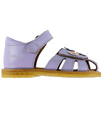 Angulus Sandales d'Apprentissage à la Marche - Violet av. Fleurs