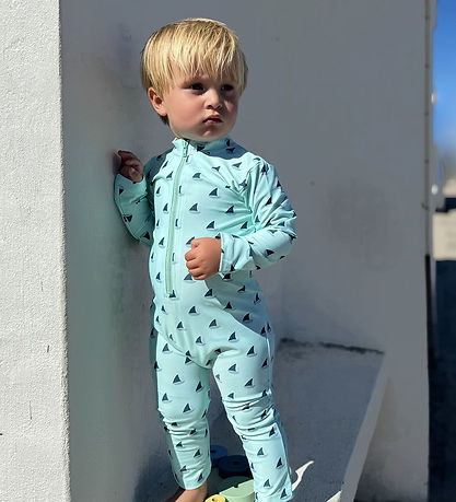 Petit Crabe Badeheldragt - Lou Basic - UPF 50+ - Aqua/Boat