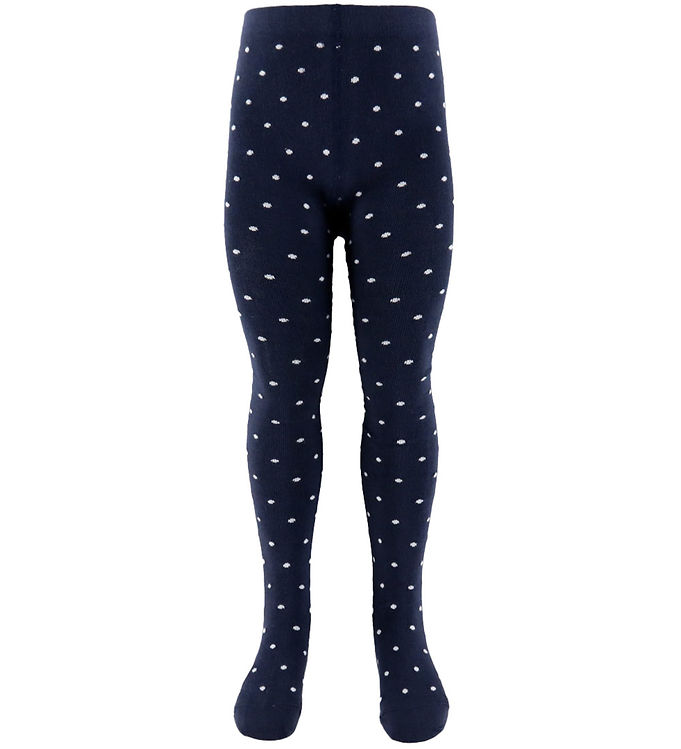 Fuzzies Strømpebukser - Navy/Off White m. Prikker