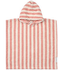 Liewood Badeponcho - Terry - Coral blush/Creme de la creme strip