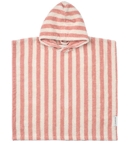 Liewood Badeponcho - Terry - Coral blush/Creme de la creme strip
