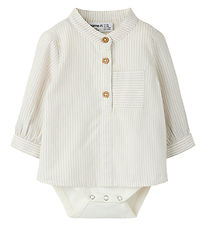 Name It Skjortebody l/æ - NbmFar - Cloud Dancer/Chateau Gray