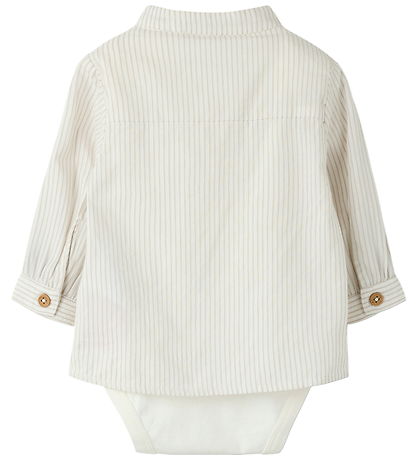 Name It Skjortebody l/æ - NbmFar - Cloud Dancer/Chateau Gray