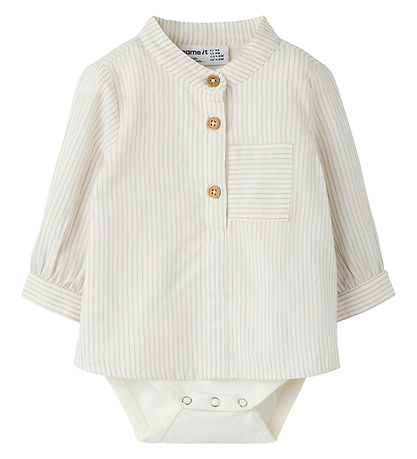 Name It Skjortebody l/æ - NbmFar - Cloud Dancer/Chateau Gray