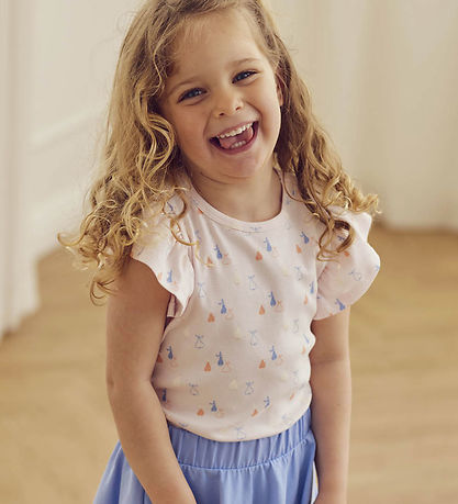 Müsli T-shirt - Rib - Picnic Frill - Primrose/Shell Blue/Tofu