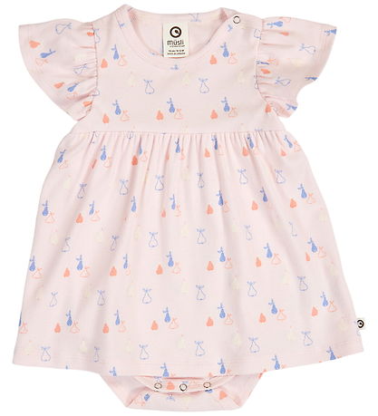 Müsli Kjolebody k/æ - Rib - Picnic Frill - Primrose/Shell Blue/T