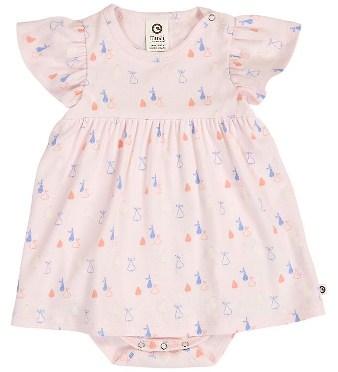 Müsli Kjolebody k/æ - Rib - Picnic Frill - Primrose/Shell Blue/T