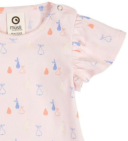 Müsli Body k/æ - Rib - Picnic Frill - Primrose/Shell Blue/Tofu