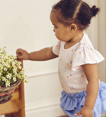 Müsli Body k/æ - Rib - Picnic Frill - Primrose/Shell Blue/Tofu