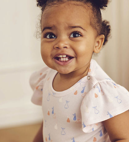 Müsli Body k/æ - Rib - Picnic Frill - Primrose/Shell Blue/Tofu