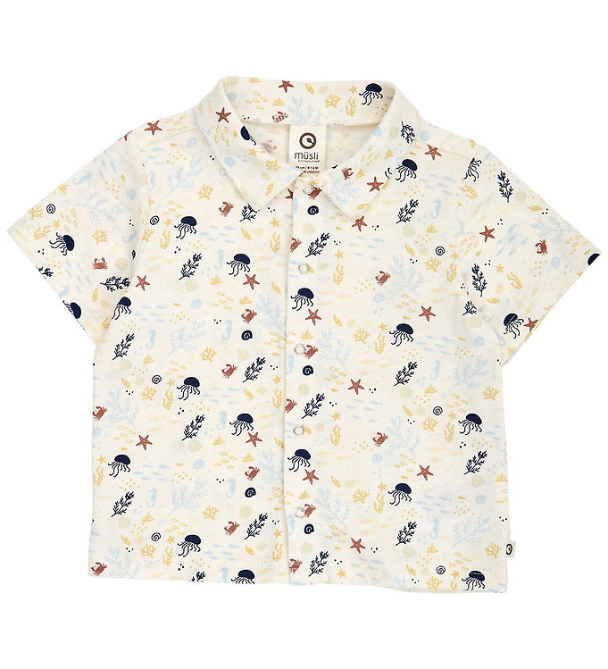 Müsli Skjorte k/æ - Sea - Tofu/Hemp/Navy