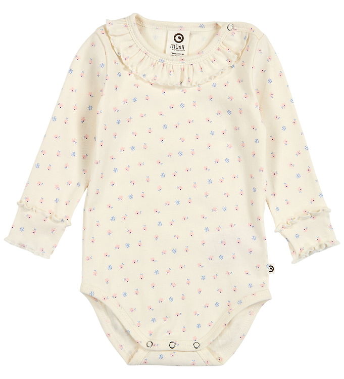 Müsli Body l/æ - Rib - Spring Frill - Tofu/Nectar/Shell Blue