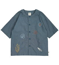 Müsli Skjorte - Sea - Chambray m. Broderi