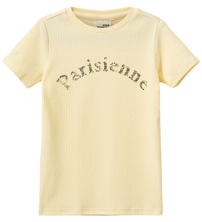 Sofie Schnoor T-shirt - Rib - AstaKB - Butter Yellow m. Paillett