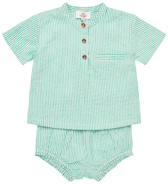 BÆK AND BØLGE BABY SET - SHARP GREEN W CREAM STRIPE - SHARP GREEN W CREAM STRIPE / 62