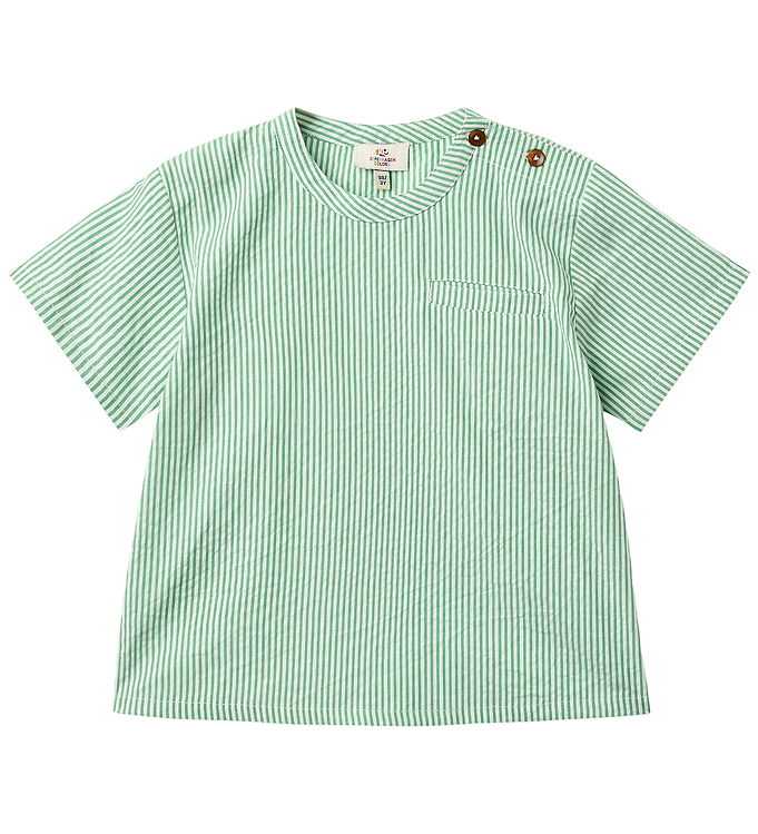Bæk og Bølge Blouse SS - Sharp Green w. Cream Stripe - Sharp Green w. Cream Stripe / 122