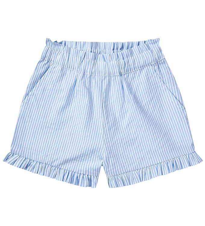 Bæk og bølge Shorts m. flæse - Sky Blue w. Cream Stripe - Sky Blue w. Cream Stripe / 116