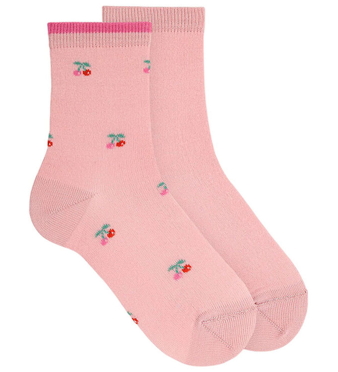 Condor Strømper - 2-pak - Pale Pink m. Blomster