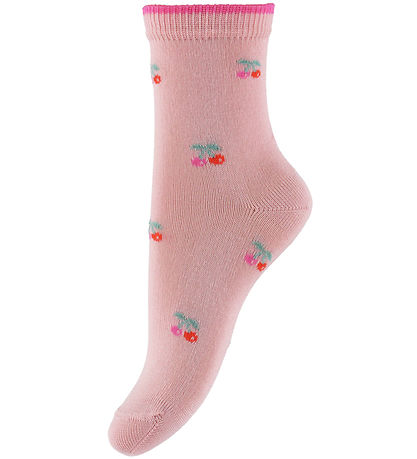 Condor Strømper - 2-pak - Pale Pink m. Blomster