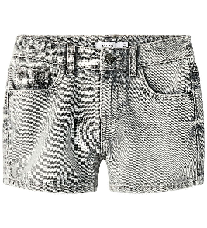 Name It Rhinesten - Børne Shorts - Grå - 146