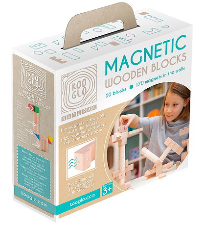 Kooglo Magnetiske træblokke - Basic Natural - 50 Stk.