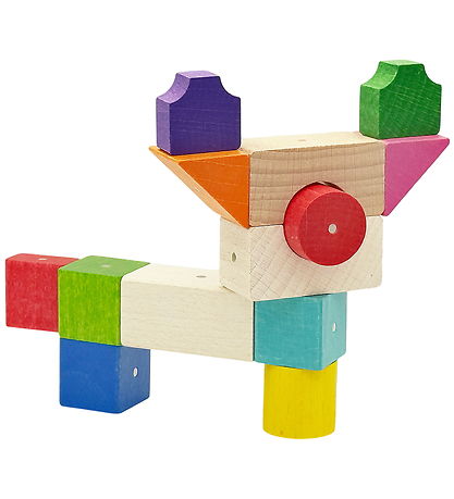 Kooglo Magnetiske Træblokke - Basic Color - 50 Stk.