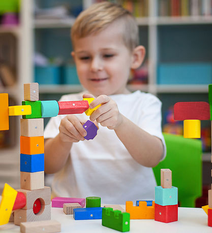 Kooglo Magnetiske Træblokke - Basic Color - 50 Stk.