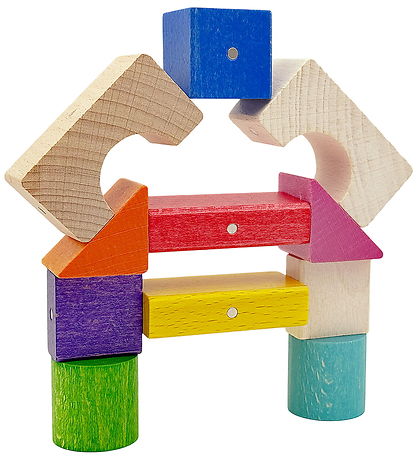 Kooglo Magnetiske Træblokke - Mega Color - 100 Stk
